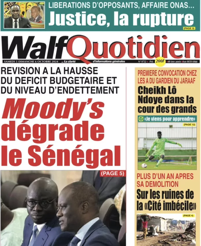 Découvrez les Unes des journaux sénégalais du samedi 05 octobre 2024